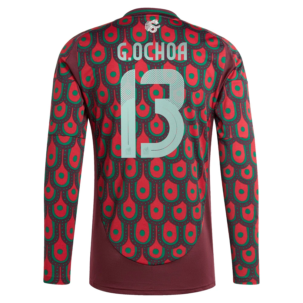 Men's adidas Guillermo Ochoa Burgundy Mexico National Team 2024 Home Replica Player Long Sleeve Jersey