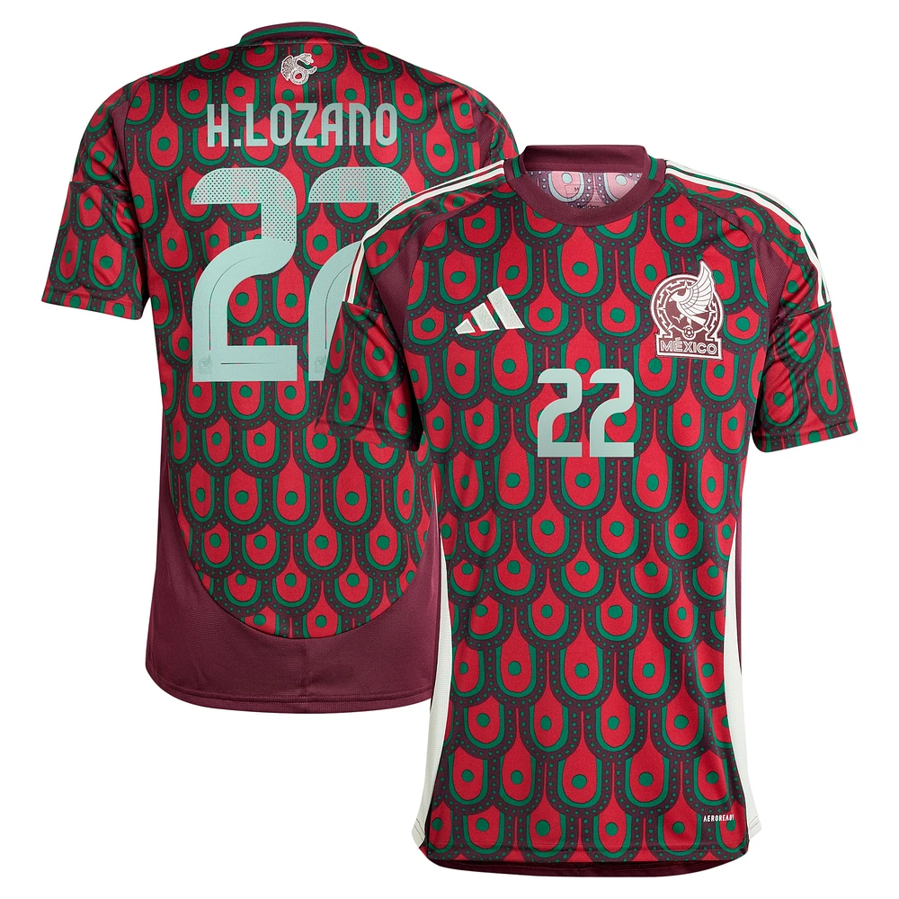 Men's adidas Hirving Lozano Burgundy Mexico National Team 2024 Home Replica Player Jersey