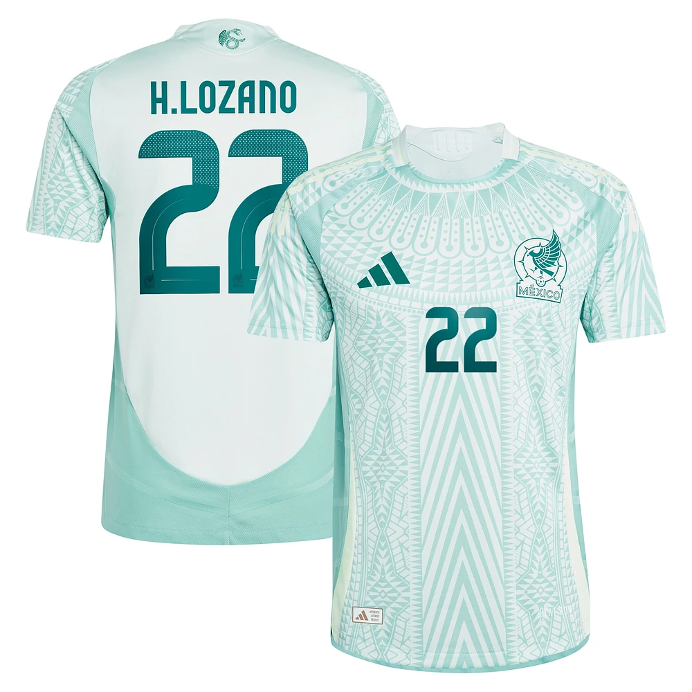 Maillot de joueur authentique extérieur l'équipe nationale du Mexique 2024 adidas Hirving Lozano vert pour homme