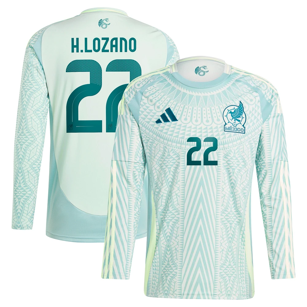 Maillot adidas Hirving Lozano vert Mexique équipe nationale 2024 extérieur réplique joueur à manches longues pour hommes