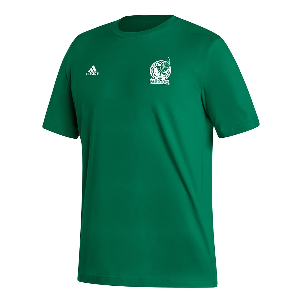 T-shirt adidas Kelly Green avec écusson de l'équipe nationale du Mexique pour hommes