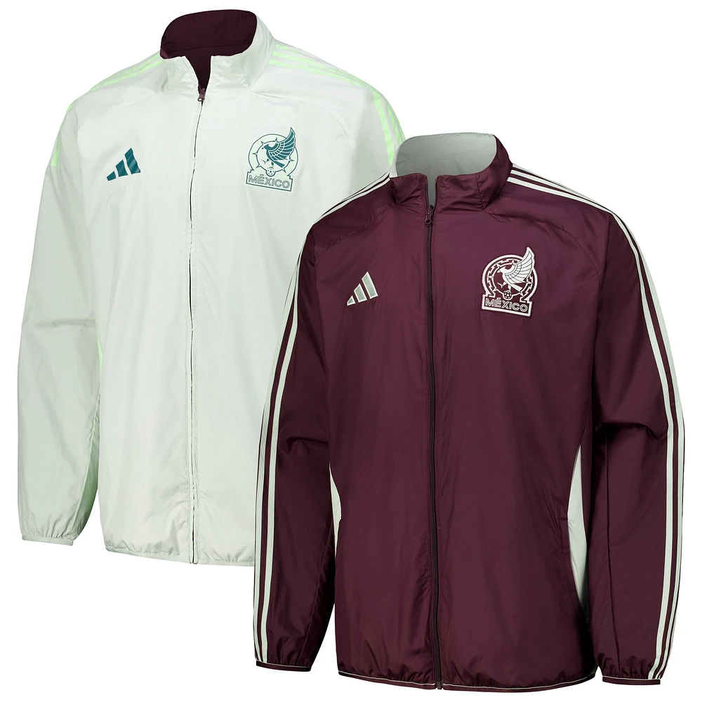 Veste réversible entièrement zippée pour homme adidas Maroon Mexico National Team 2024 Anthem