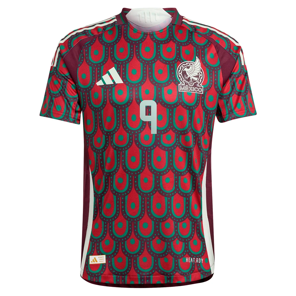 Maillot de joueur authentique adidas Raul Jimenez pour homme, bordeaux, équipe nationale du Mexique 2024 domicile