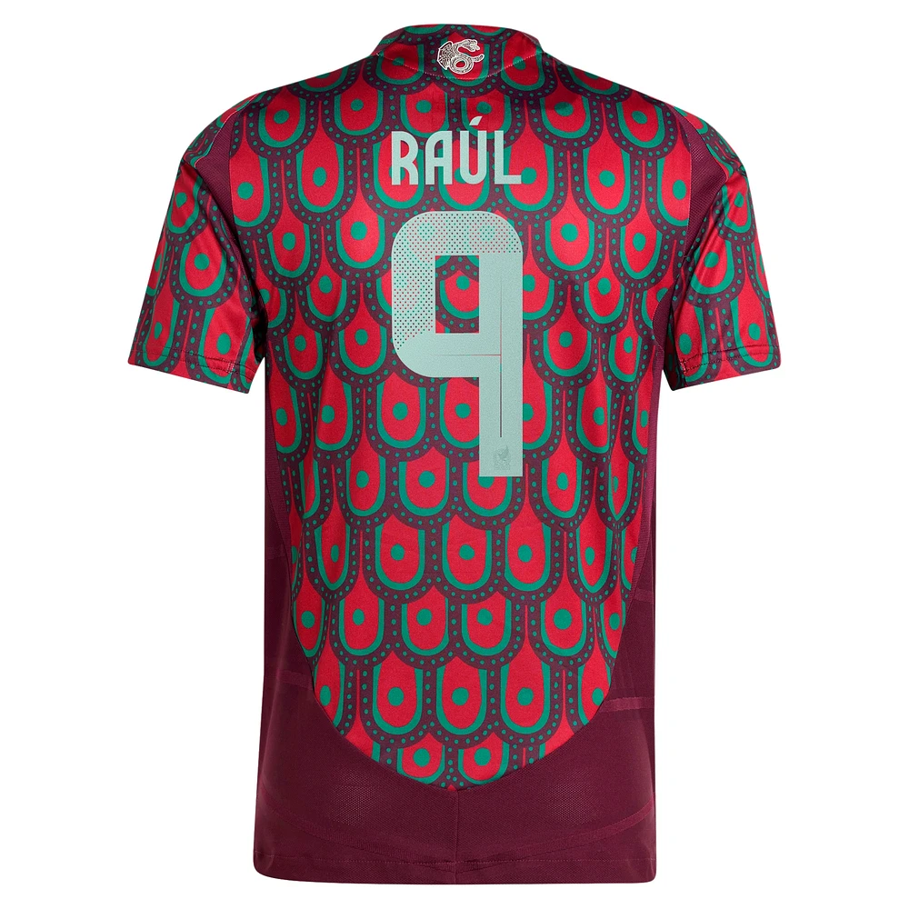 Maillot de joueur authentique adidas Raul Jimenez pour homme, bordeaux, équipe nationale du Mexique 2024 domicile