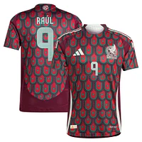 Maillot de joueur authentique adidas Raul Jimenez pour homme, bordeaux, équipe nationale du Mexique 2024 domicile