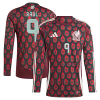 Maillot adidas Raul Jimenez à manches longues pour homme, bordeaux, équipe nationale du Mexique 2024, réplique domicile