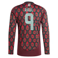 Maillot adidas Raul Jimenez à manches longues pour homme, bordeaux, équipe nationale du Mexique 2024, réplique domicile