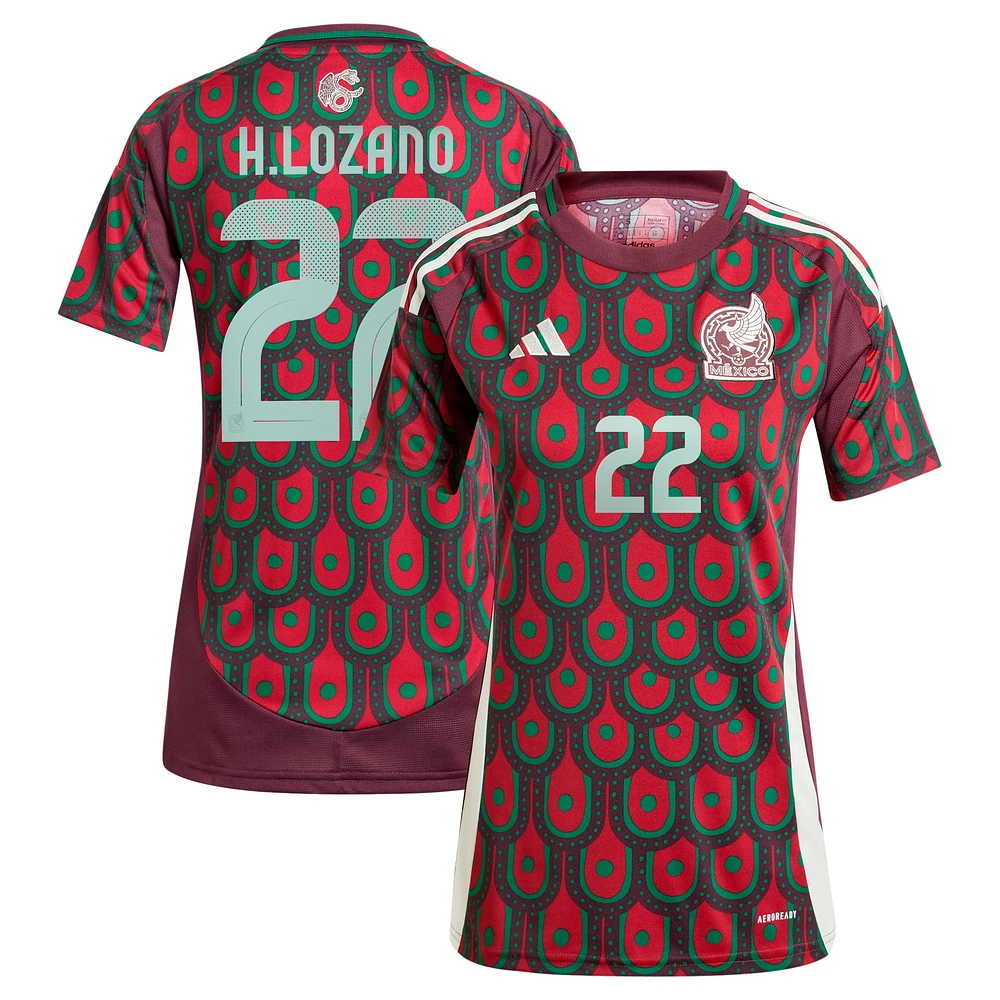 Maillot de joueur réplique à domicile l'équipe nationale du Mexique 2024 adidas Hirving Lozano vert pour femme