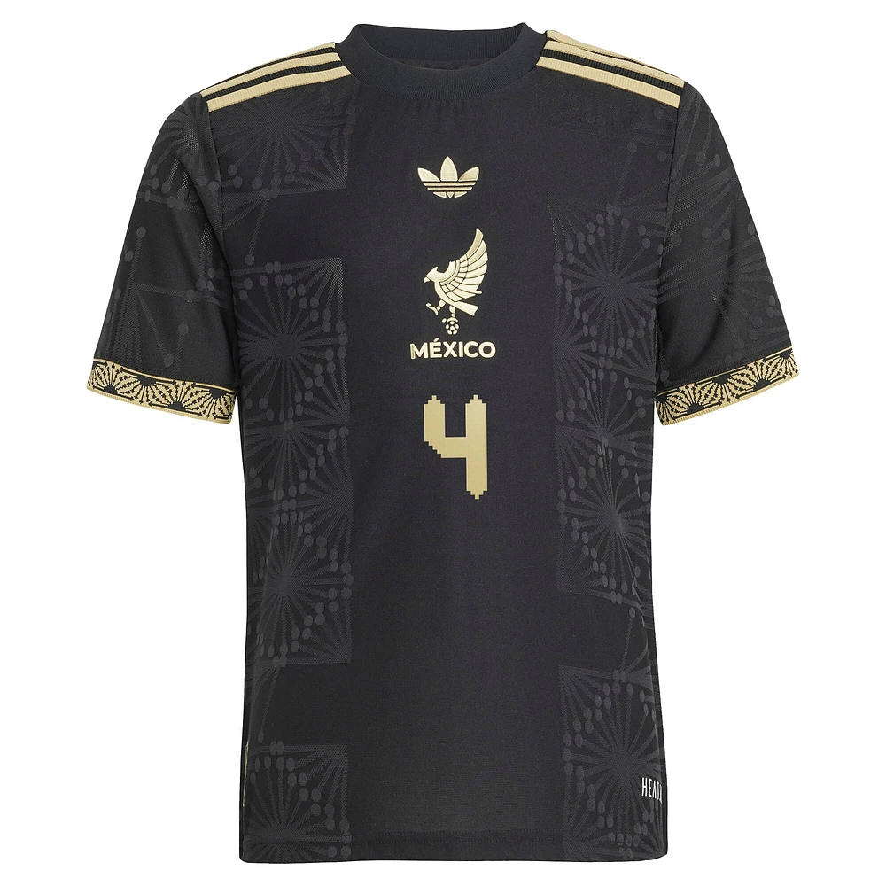 Maillot de joueur authentique noir adidas Edson Alvarez pour jeune l'équipe nationale du Mexique 2025