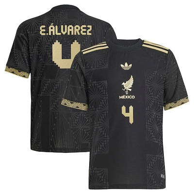 Maillot de joueur authentique noir adidas Edson Alvarez pour jeune l'équipe nationale du Mexique 2025
