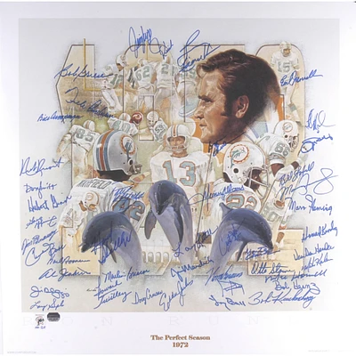 1972 Miami Dolphins Undefeated Autographed 24'' x 24'' 35th Anniversary Lithograph