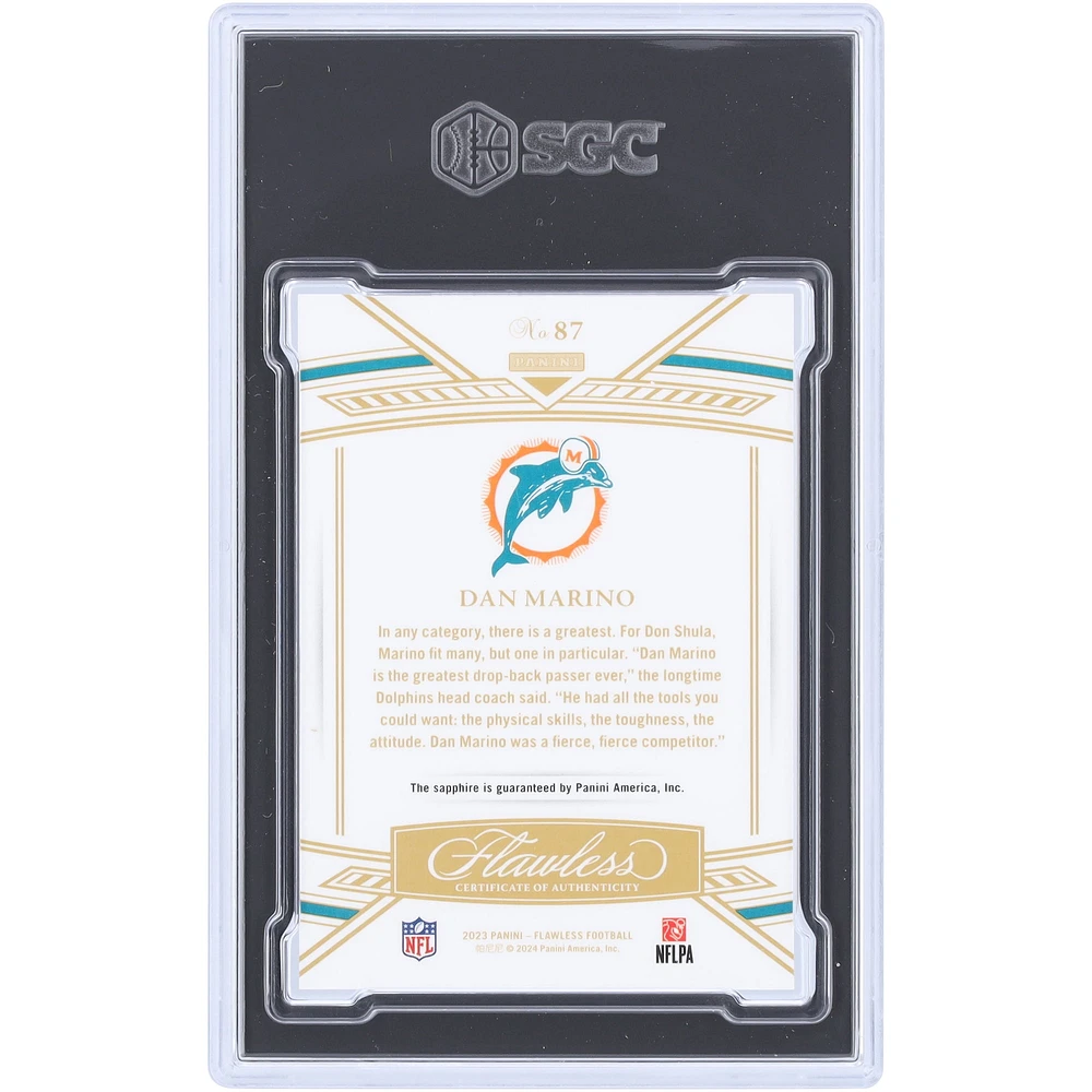 Dan Marino Miami Dolphins 2023 Panini Flawless Sapphire #87 #3/15 SGC Authenticated 9 Card