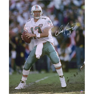 Dan Marino Miami Dolphins Autographed 16" x 20" Vertical Passing Action Photograph