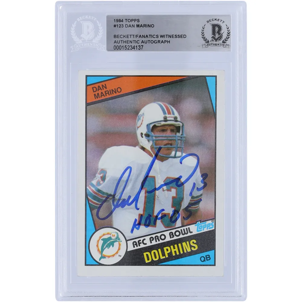 Lids Dan Marino Miami Dolphins Autographed 1984 Topps #123 Beckett Fanatics  Witnessed Authenticated Rookie Card with 'HOF 05' Inscription