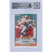 Carte autographiée de 1990 Fleer #244 de Dan Marino Miami Dolphins, fanatiques de Beckett, authentifiée et témoin