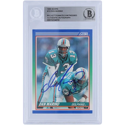 Carte authentifiée signée Dan Marino Miami Dolphins Score #13 Beckett 1990 Fanatics Witnessed