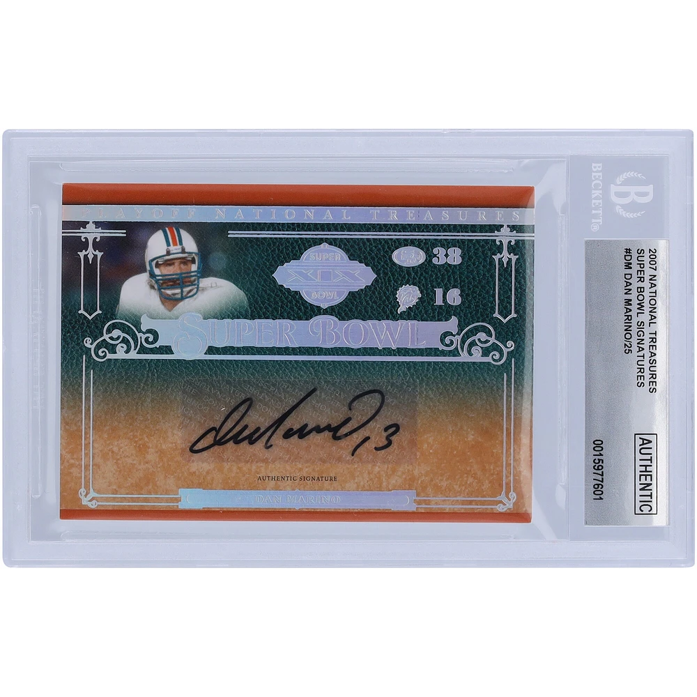 Dan Marino Miami Dolphins Autographed 2007 Playoff National Treasures Super Bowl #SB-DM #24/25 BGS Authenticated Auto 10 Card