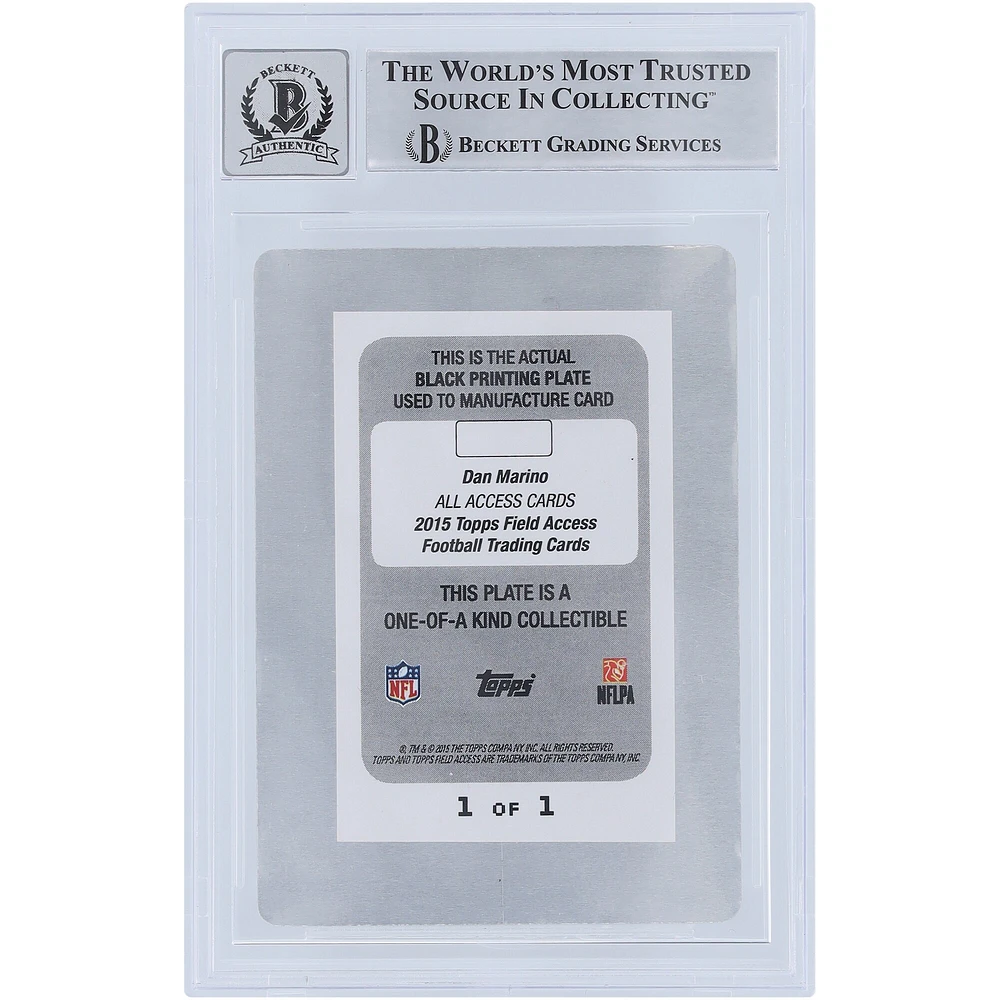 Dan Marino Miami Dolphins Autographed 2015 Topps Field Access All Access Black Printing Plate #AAADM #1/1 Beckett Fanatics Witnessed Authenticated 10 Card with Multiple Inscriptions
