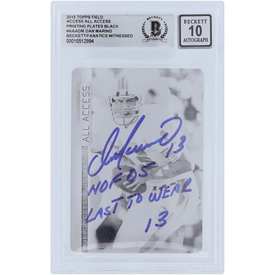Dan Marino Miami Dolphins Autographed 2015 Topps Field Access All Access Black Printing Plate #AAADM #1/1 Beckett Fanatics Witnessed Authenticated 10 Card with Multiple Inscriptions