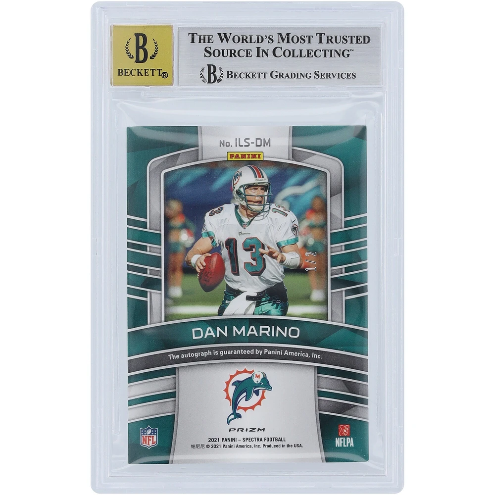 Dan Marino Miami Dolphins Autographed 2021 Panini Spectra Psychedelic #ILS-DM #1/2 BGS Authenticated 9/10 Card - 9.5,9,9,9 Subgrades