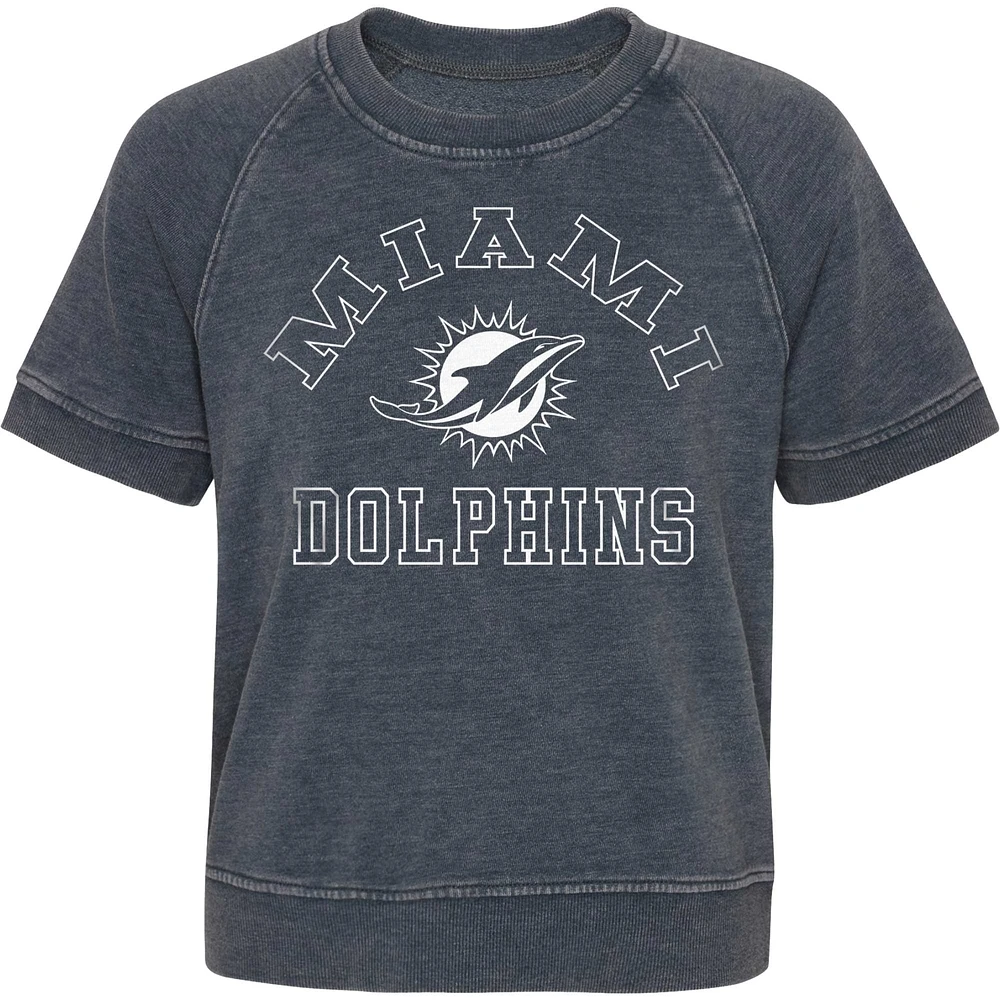 T-shirt raglan Heather Charcoal Miami Dolphins Cheer Squad pour fille junior