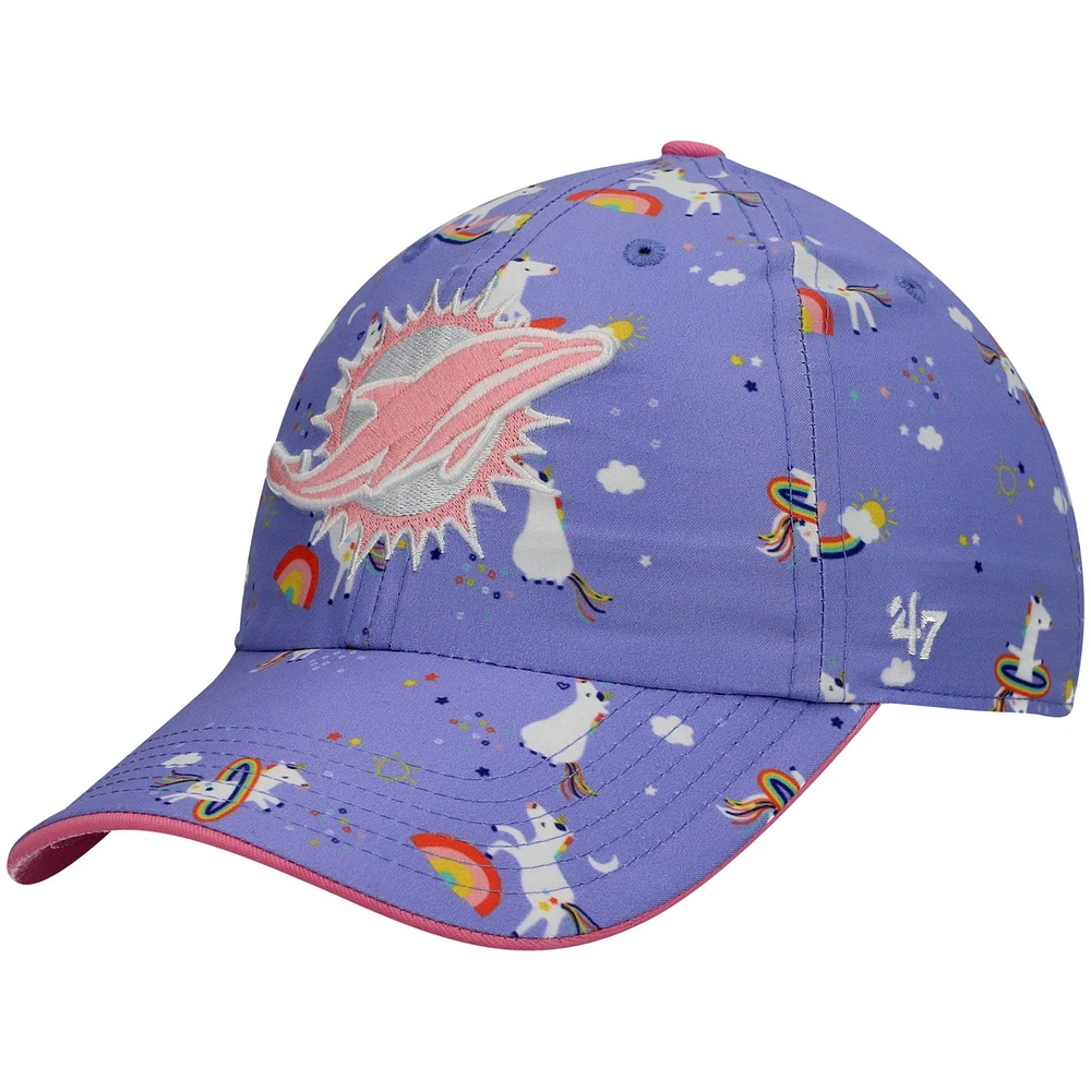 Casquette réglable pour fille préscolaire '47 violet Miami Dolphins Clean Up Unicorn