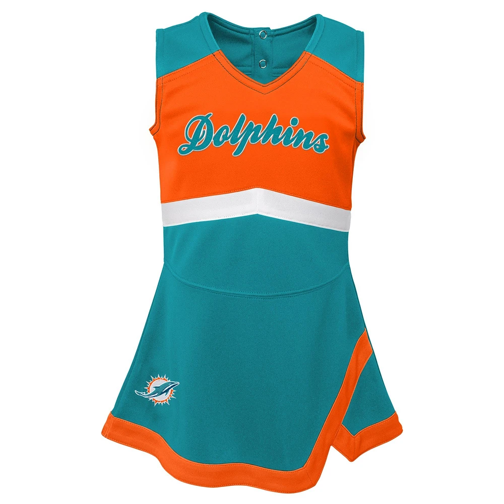 Ensemble robe pull et culotte Bloomer Aqua Miami Dolphins pour tout-petits filles