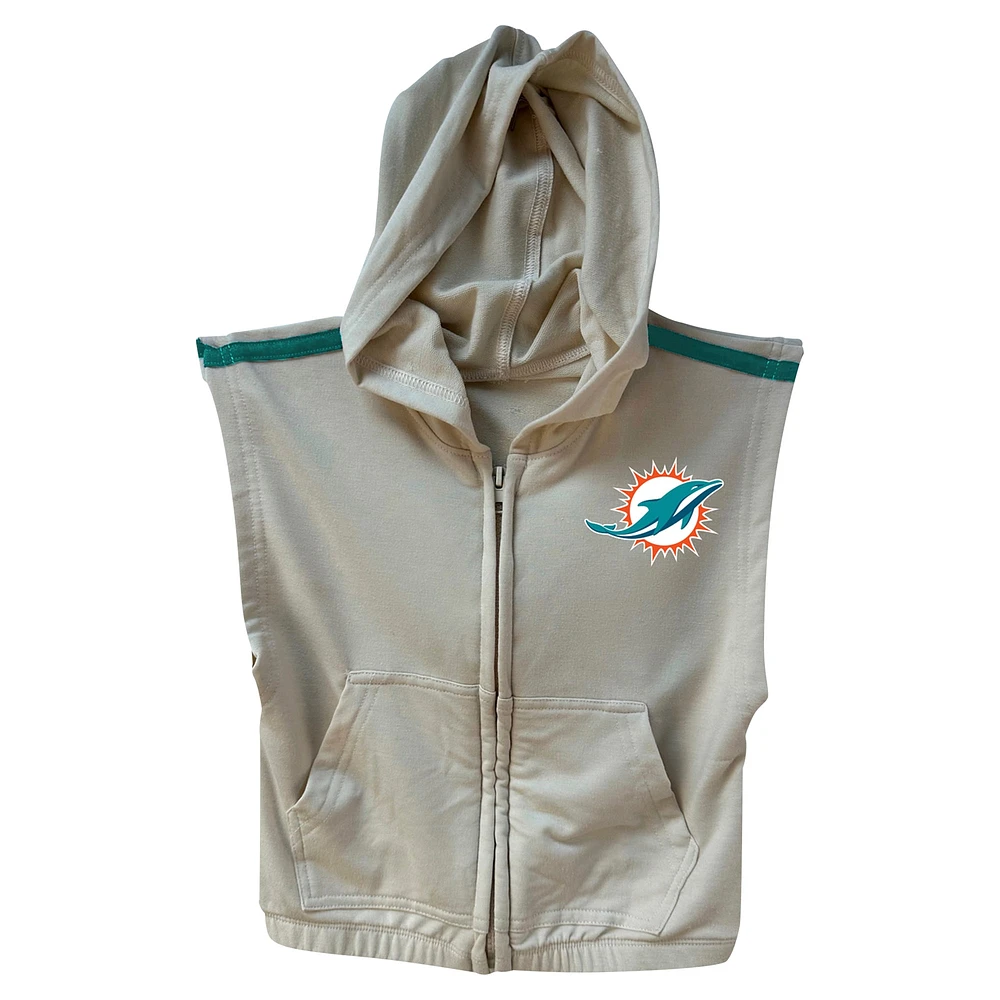 Ensemble sweat à capuche zippé sans manches et jupe trois niveaux pour filles Wes & Willy Orange/Aqua Miami Dolphins