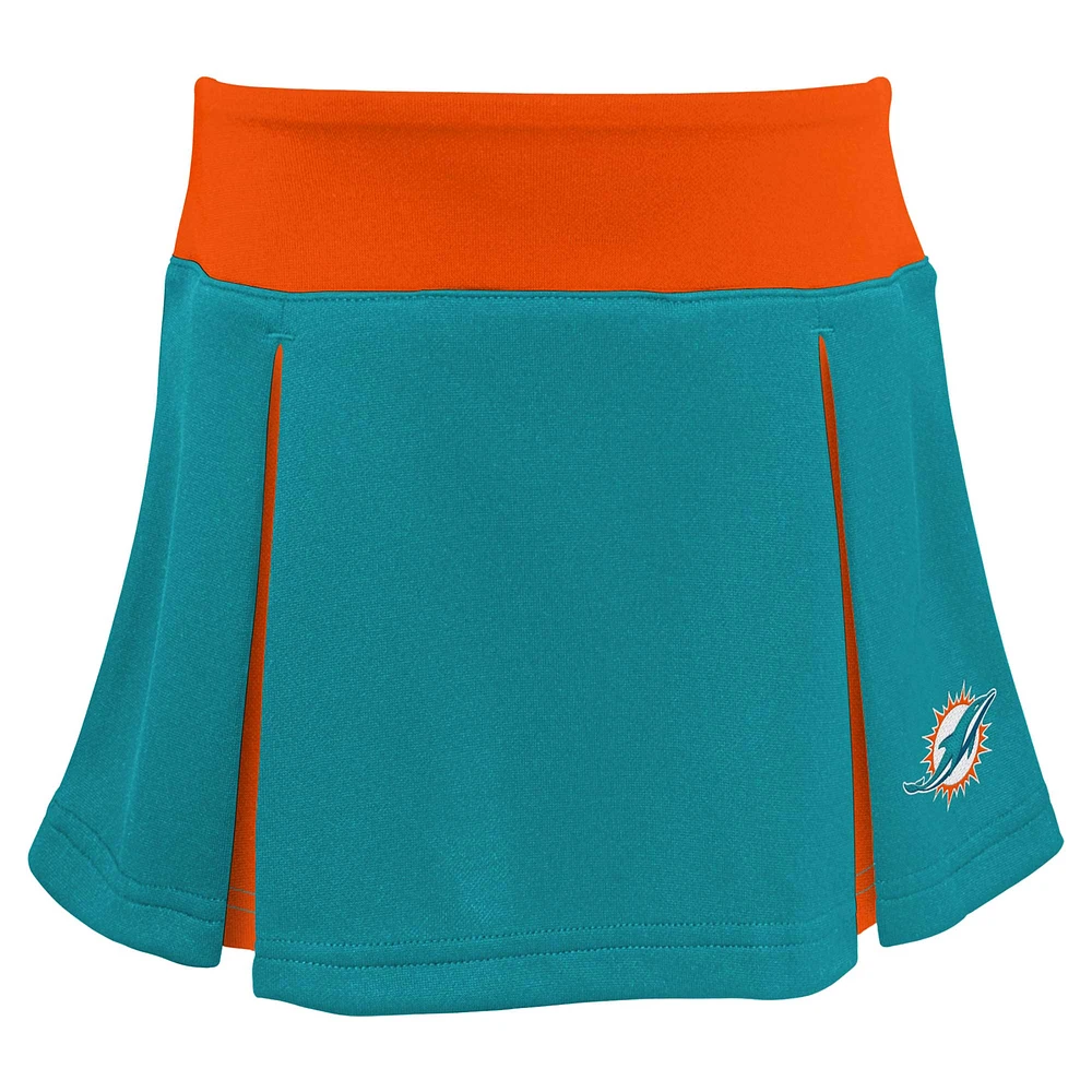 Ensemble deux pièces de pom-pom girl Aqua Miami Dolphins Spirit pour filles