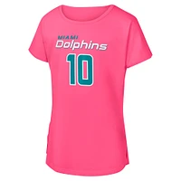 Girls Youth Tyreek Hill Pink Miami Dolphins Player Name & Number T-Shirt