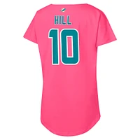 Girls Youth Tyreek Hill Pink Miami Dolphins Player Name & Number T-Shirt