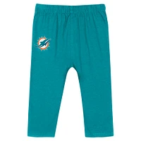 Infant Aqua Miami Dolphins Double Up Long Sleeve Bodysuit and Pants Set