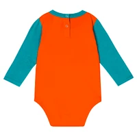 Infant Aqua Miami Dolphins Double Up Long Sleeve Bodysuit and Pants Set