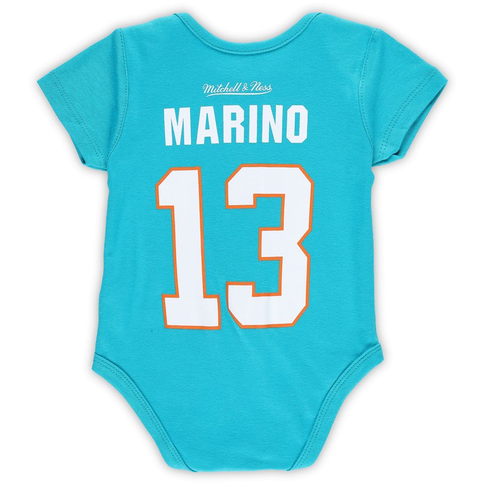 Infant Mitchell & Ness Dan Marino Aqua Miami Dolphins Mainliner Retired Player Name Number Bodysuit