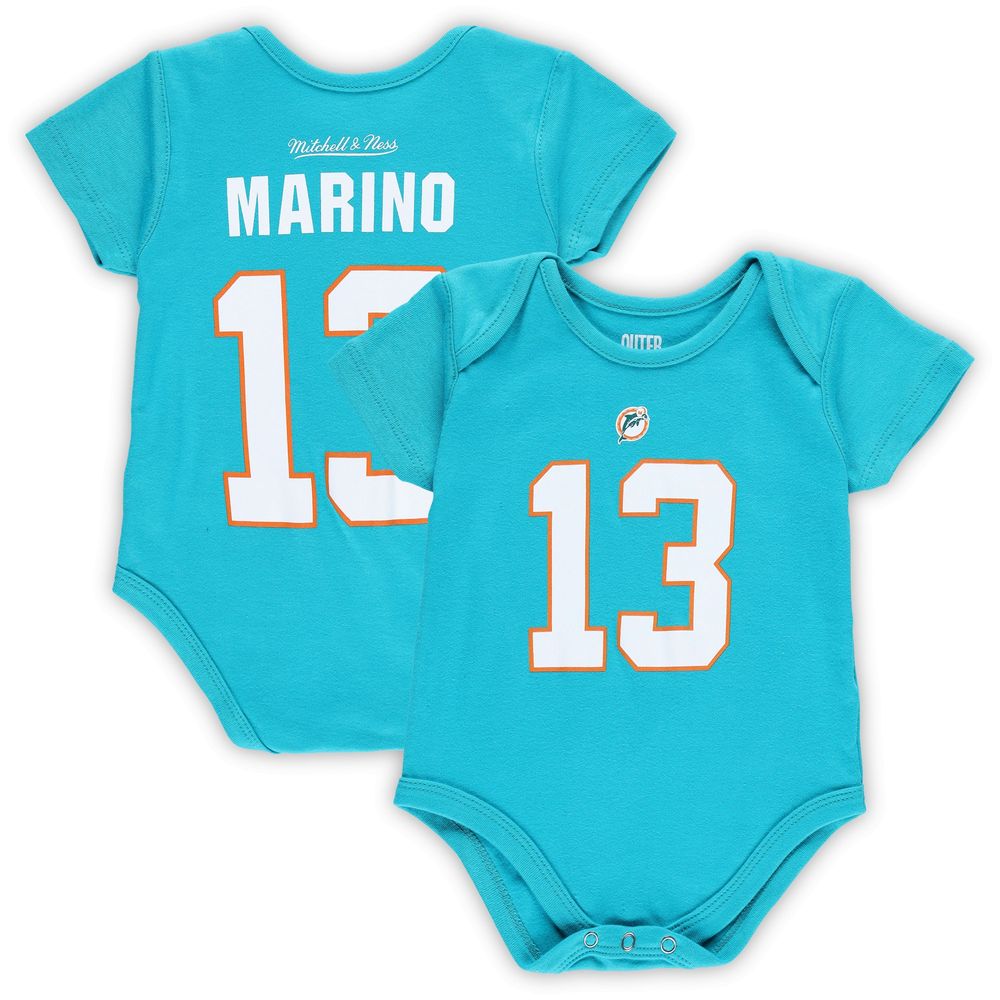 Infant Mitchell & Ness Dan Marino Aqua Miami Dolphins Mainliner Retired Player Name Number Bodysuit