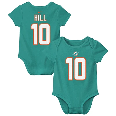 Body Nike Tyreek Hill Aqua pour bébé avec nom et numéro de joueur des Dolphins Miami