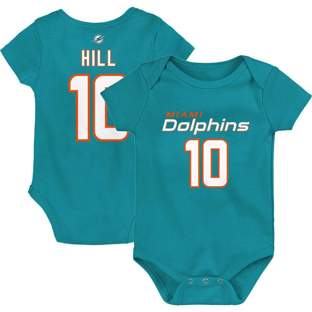 Body pour bébé Tyreek Hill Aqua Miami Dolphins Mainliner Nom et numéro du joueur