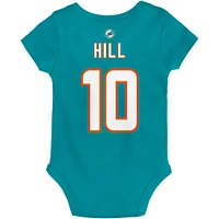 Body pour bébé Tyreek Hill Aqua Miami Dolphins Mainliner Nom et numéro du joueur