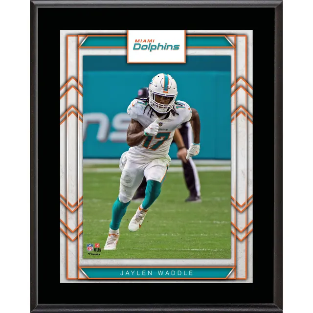 Jaylen Waddle Miami Dolphins Autographed 8'' x 10'' Aqua Jersey Celebration  Photograph