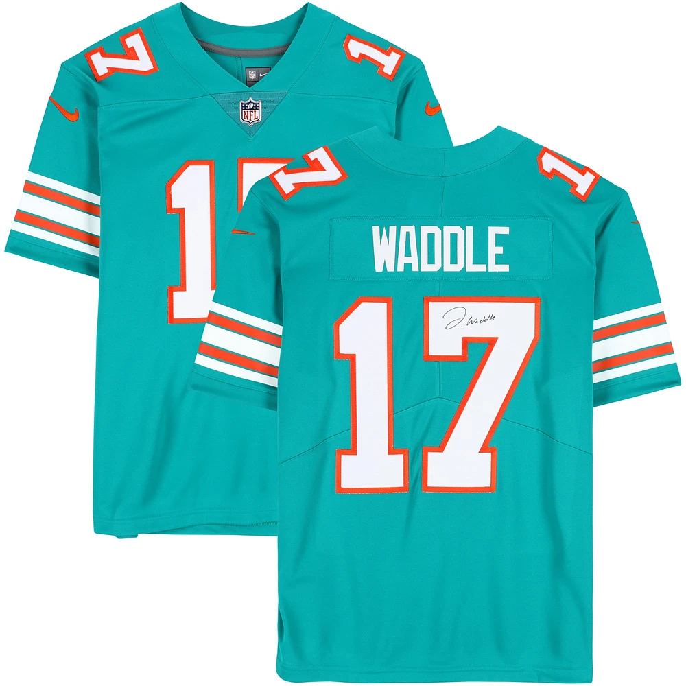 Jaylen Waddle Miami Dolphins Autographed Aqua Throwback Nike Limited Jersey 