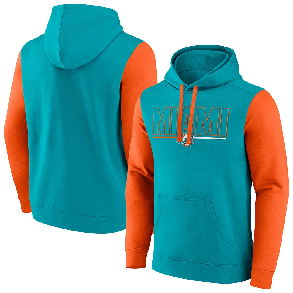 Sweat à capuche Fanatics Aqua Miami Dolphins Big & Tall Outline pour hommes