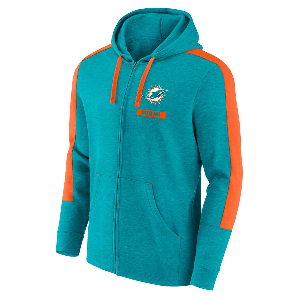 Men's Fanatics  Aqua Miami Dolphins Gains Full-Zip Hoodie