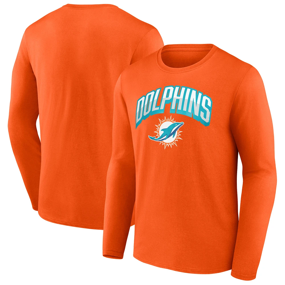 T-shirt à manches longues Fanatics orange Miami Dolphins pour hommes