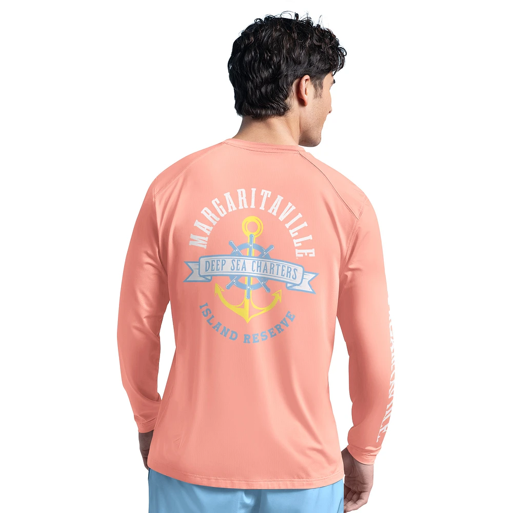 Men's G-III Sports by Carl Banks  Coral Miami Dolphins Margaritaville Rock Harbor Long Sleeve Rashguard Top