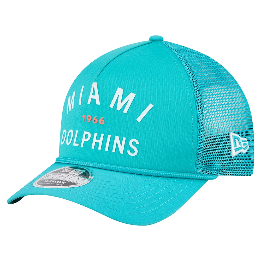Casquette ajustable New Era Aqua Miami Dolphins Active Minimalist M-Crown A-Frame 9FORTY pour homme