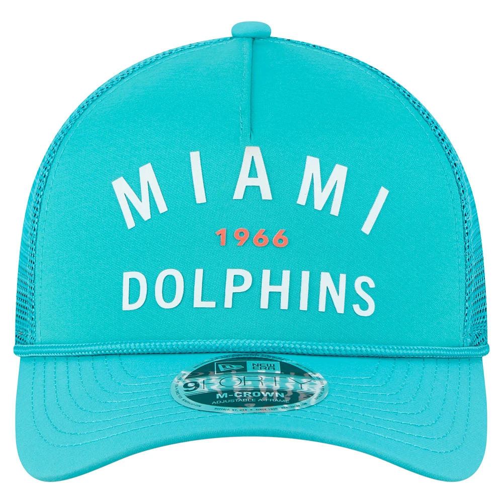 Casquette ajustable New Era Aqua Miami Dolphins Active Minimalist M-Crown A-Frame 9FORTY pour homme