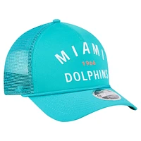 Casquette ajustable New Era Aqua Miami Dolphins Active Minimalist M-Crown A-Frame 9FORTY pour homme