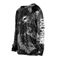 Men's New Era  Black Miami Dolphins RealTree Xtreme Camo Raglan Long Sleeve Hooded Top