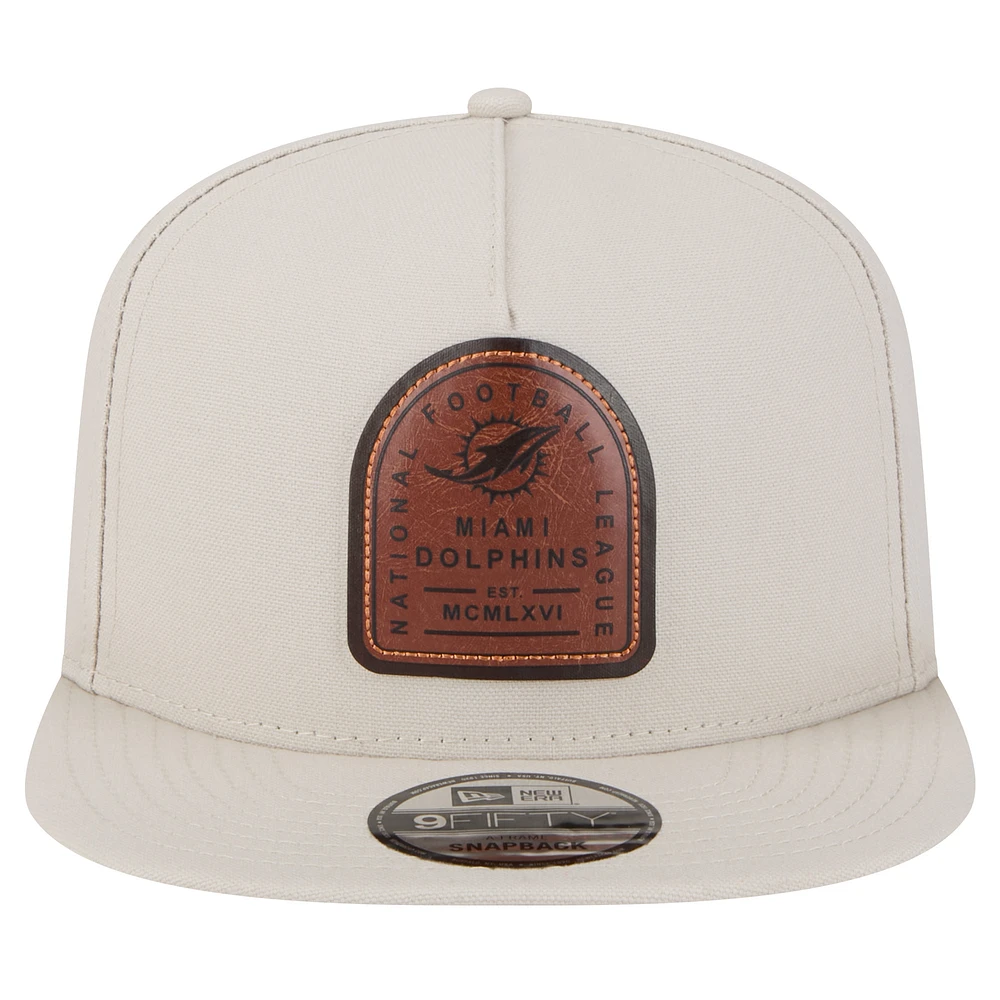 Casquette Snapback Premier 9FIFTY des Dolphins de Miami New Era Stone pour homme