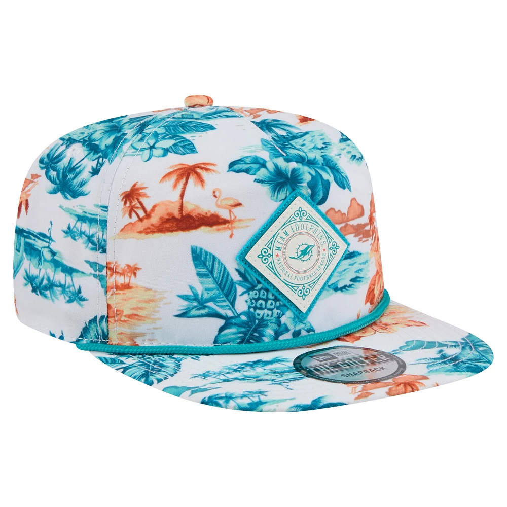 Casquette de golf à visière snapback blanche New Era Miami Dolphins Adventure pour homme
